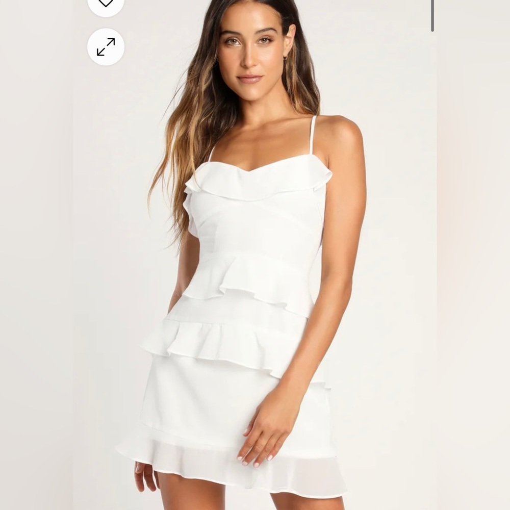 Lulus White Tiered Mini Dress- size S
